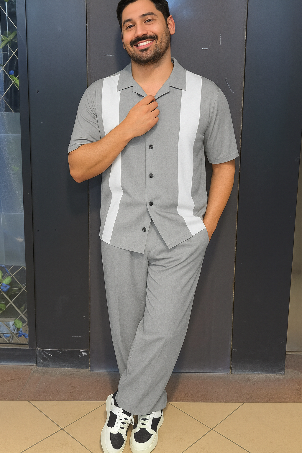 Q-03 Retro Stripe Co-Ord – Sage Edition