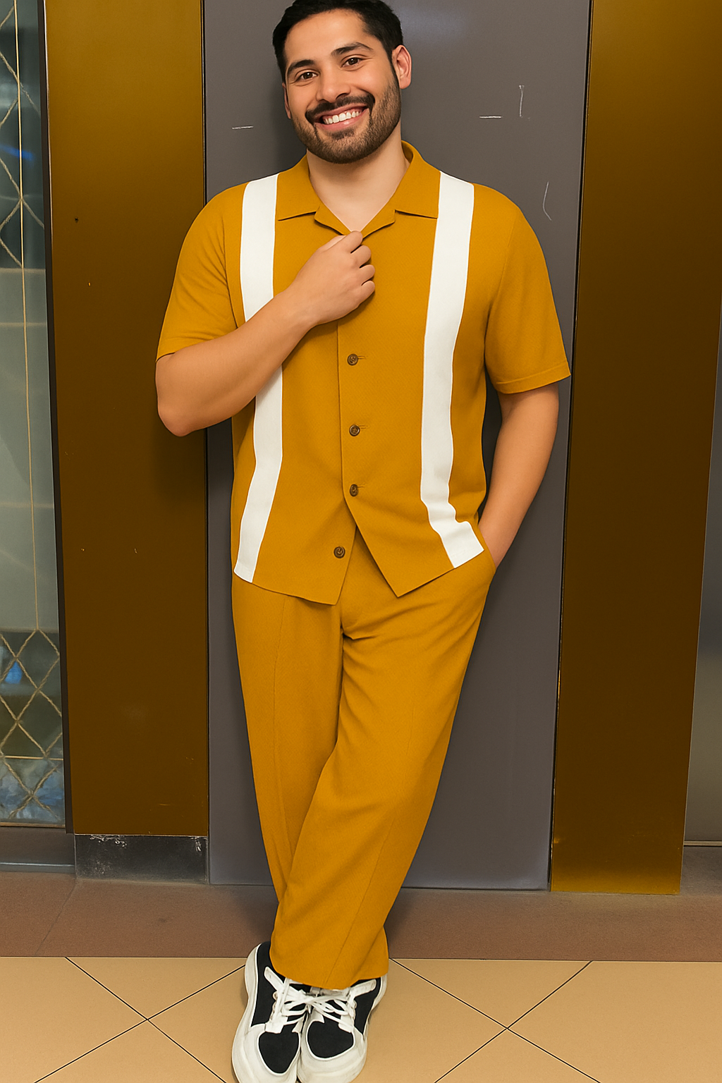 Q-03 Retro Stripe Co-Ord – Sage Edition