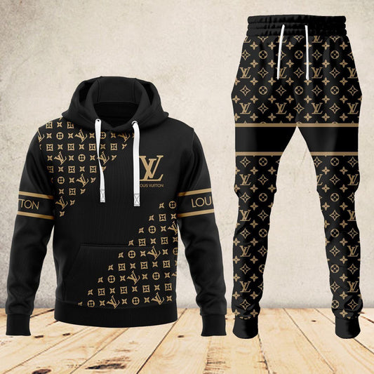 Louis Vuitton Black Gold Tracksuit – Elite Street Edition - (W-7)